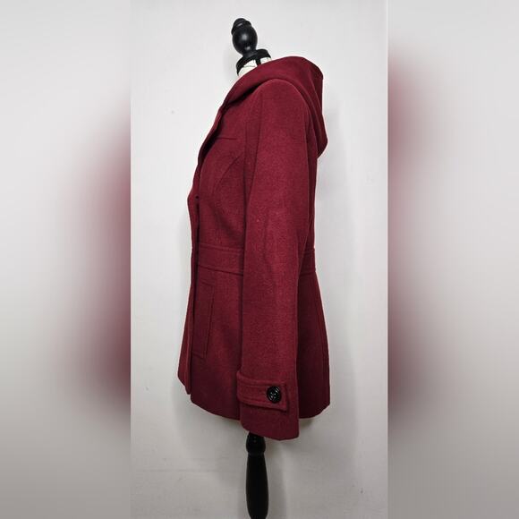 METAPHOR Womens Red Hooded Winter Coat Size M Button Front Fully Lined Pockets M - Picture 6 of 13